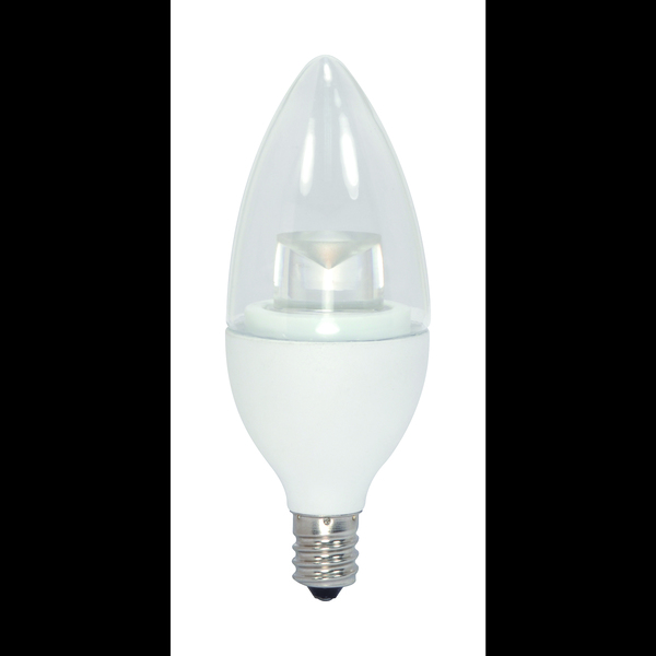 Satco Bulb, LED, 4W, B11, Candelabra, 120V, Clear, 30K S28574